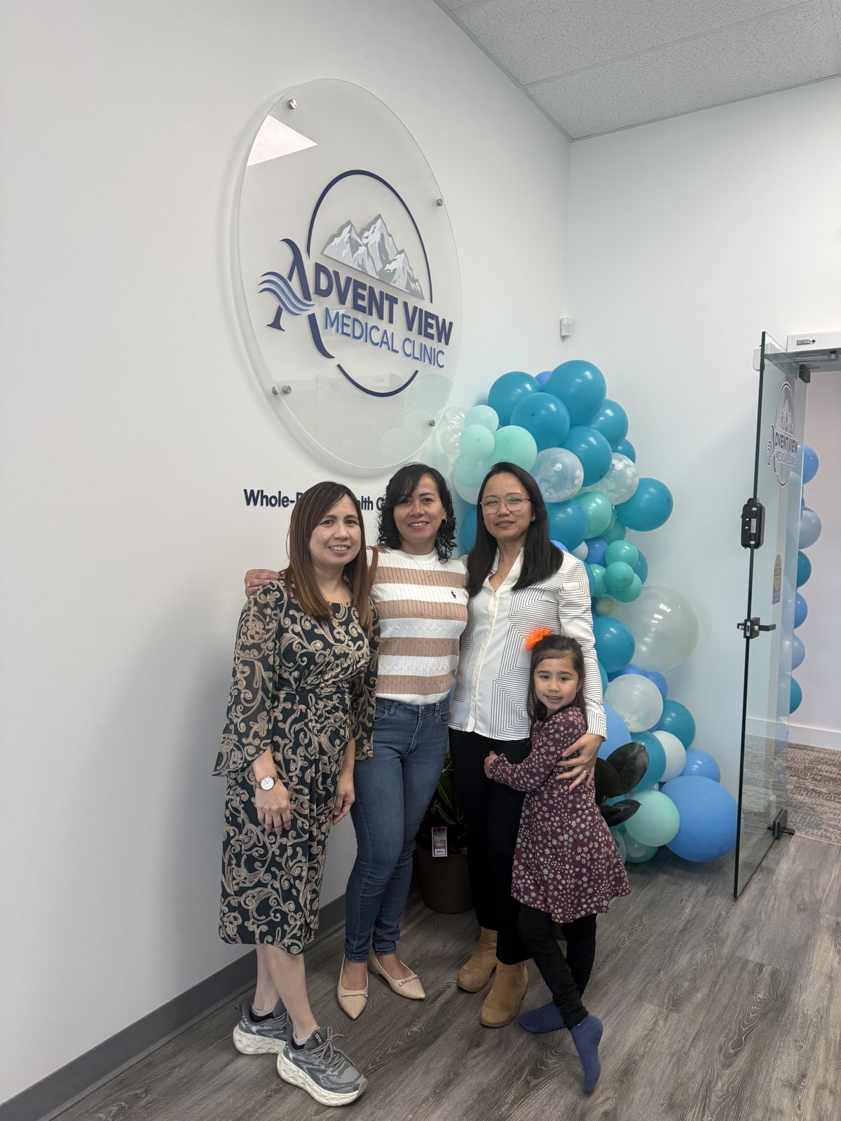 Abigail Feldrihan of Okocare with Dr. Lady Jane Padilla and guests at the grand opening of Advent View Medical Clinic in Okotoks, Alberta